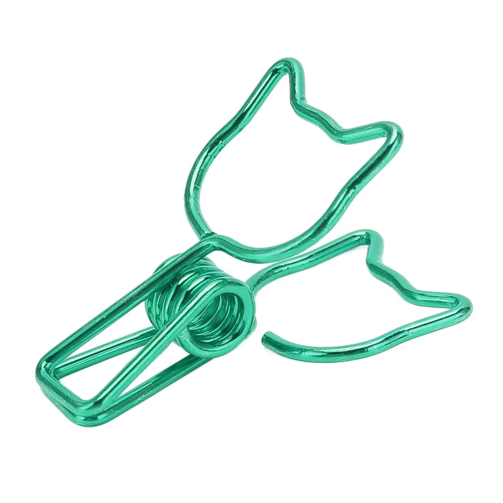 100Pcs Green/Red Kitten Binder Clips Cute Strong Clamping Hollow Binder Clips 30*15mm Electroplating Hollow Binder Clamps