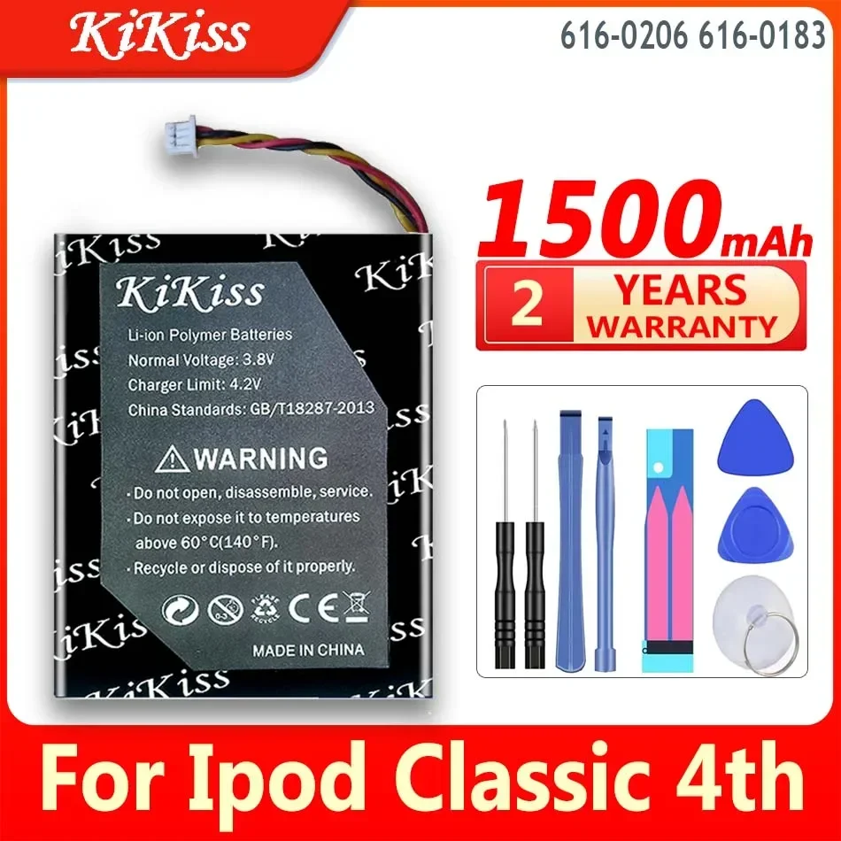 KiKiss Battery 616-0206 616-0183 1500mAh For Apple Ipod Classic 4th gen/Photo U2 A1059 20 40GB Bateria