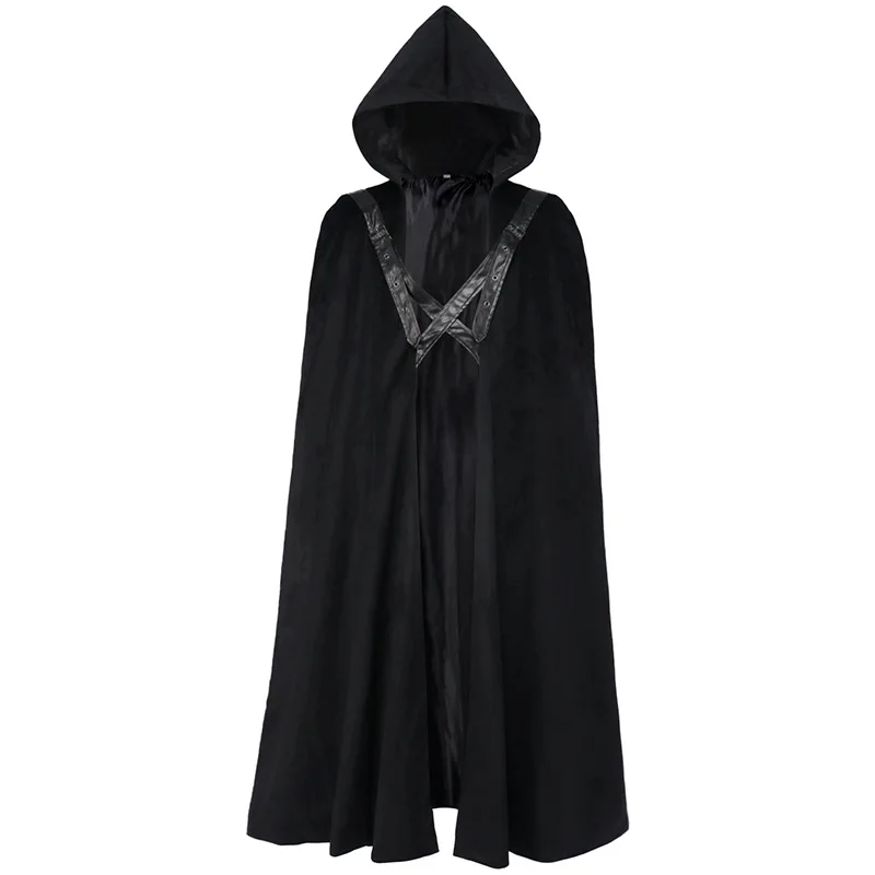 

Cosplay Gothtc Halloween Carnival Stage Fancy Outfit Men Medieval Hooded Robe Cloak Coat Victorian Steampunk Gothic Cape Costume