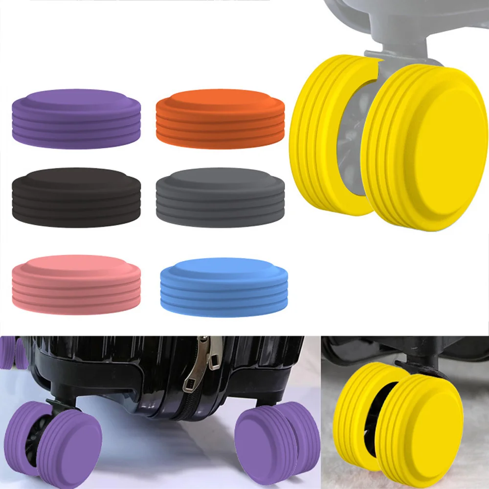 8/4PCS Luggage Wheels Protector Silicone Wheels Caster Shoes Reduce noise Suitcase Wheel Cover Luggage Trolley Box Casters Cover