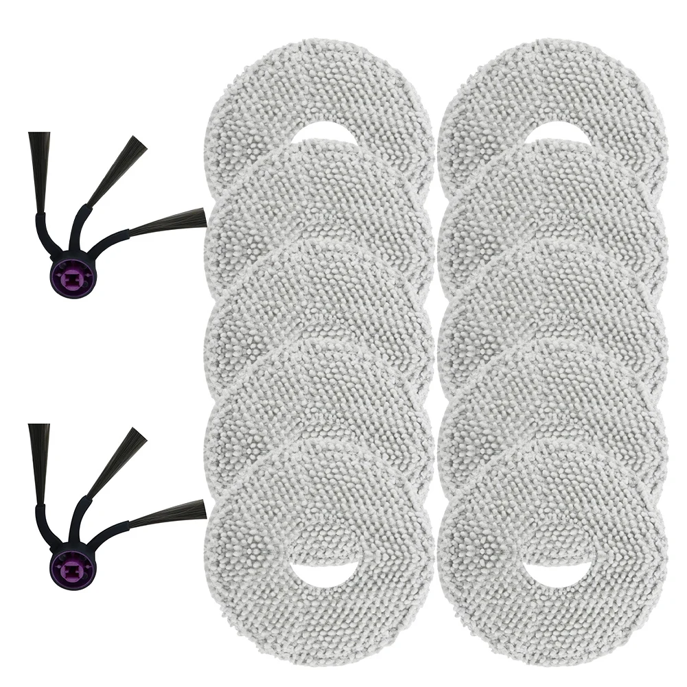 Replacement Kit For Eureka For V15 Pro & J15 Robot Vacuums, Includes 10 Microfiber Mop Pads And 2 Side Brushes For Deep Cleaning