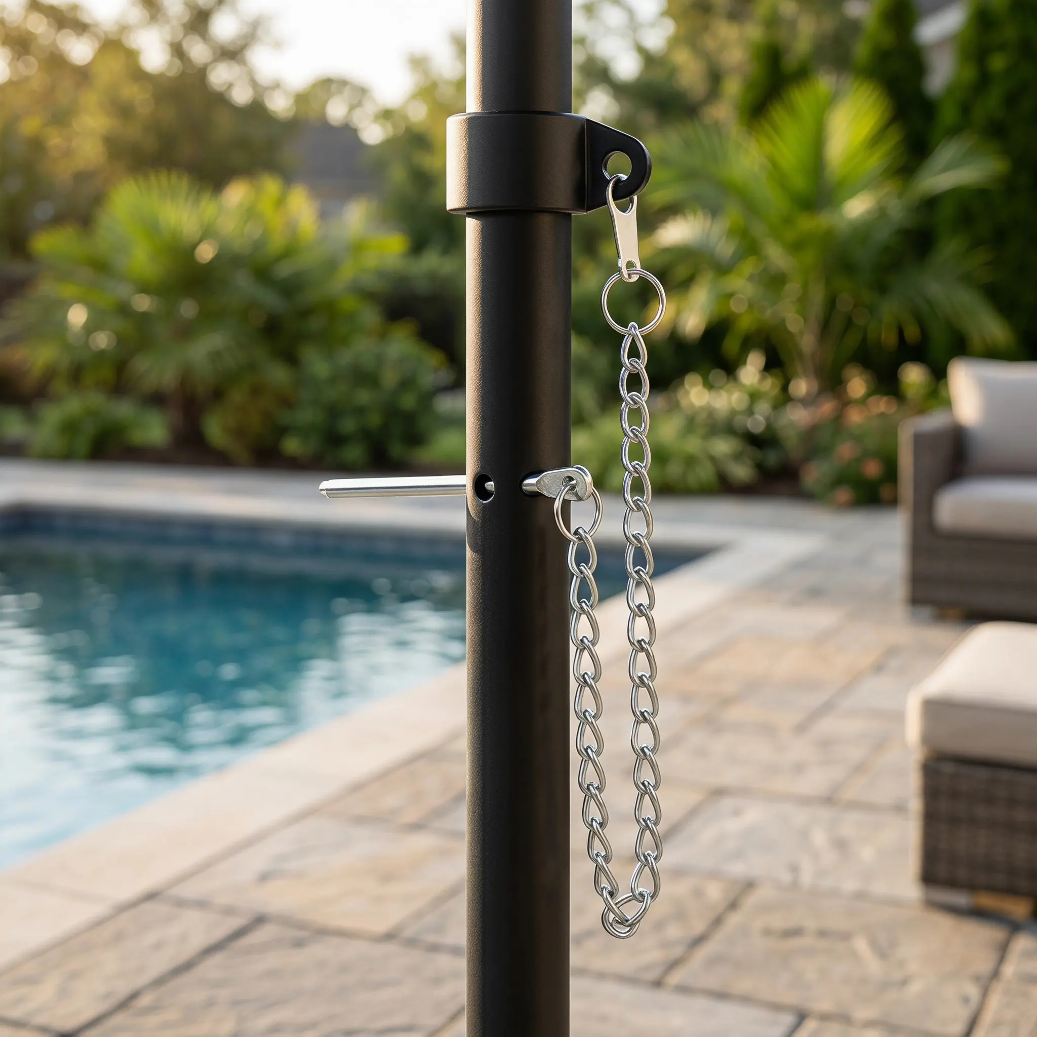 4Pcs Metal Patio Umbrella Pin Chain Outdoor Umbrella Stabilizer for Windy Conditions Weather Resistant Garden Parasol Fixing