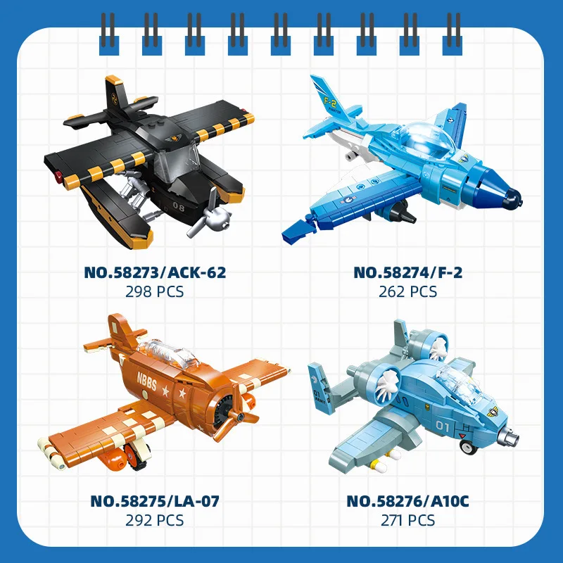 Lovely World War Military Aircraft Vehicle ACK-62 F-2 LA-07 A10C Mini Fighter Model Building Block WW2 Brick Toys Collection