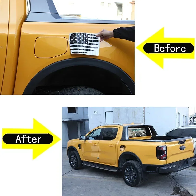 For Ford Ranger 2023+ PVC black car styling car fuel tank cap pull flower film sticker car exterior decoration accessories