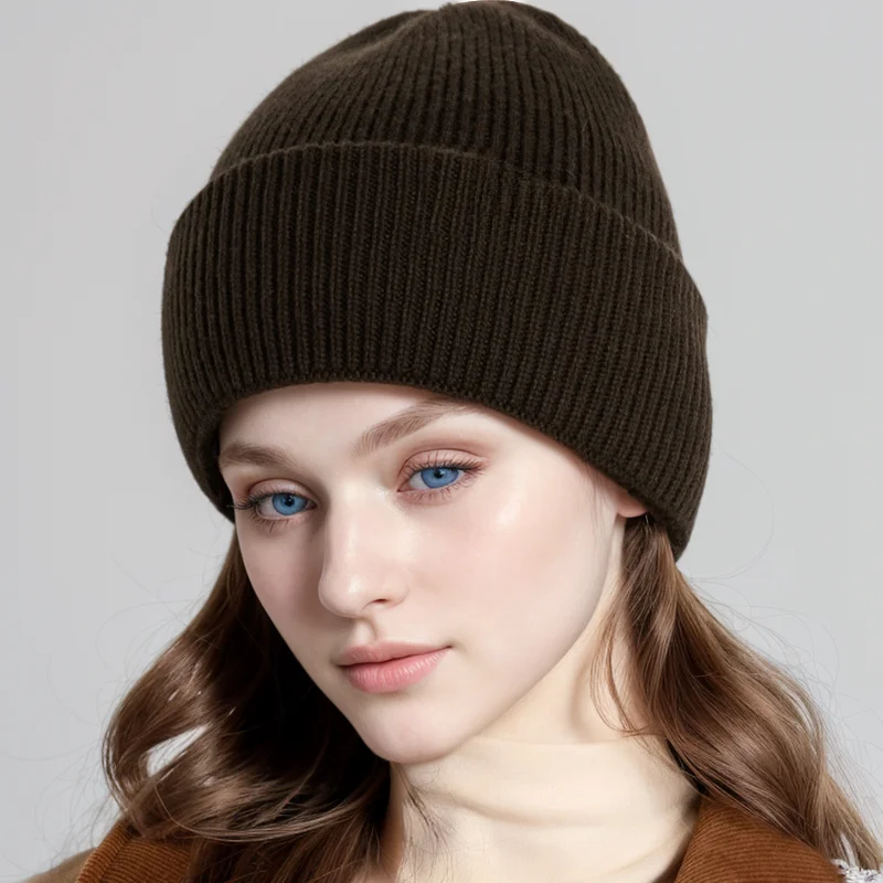 Winter knitted hat casual clothes solid keep warm wool cap 2024