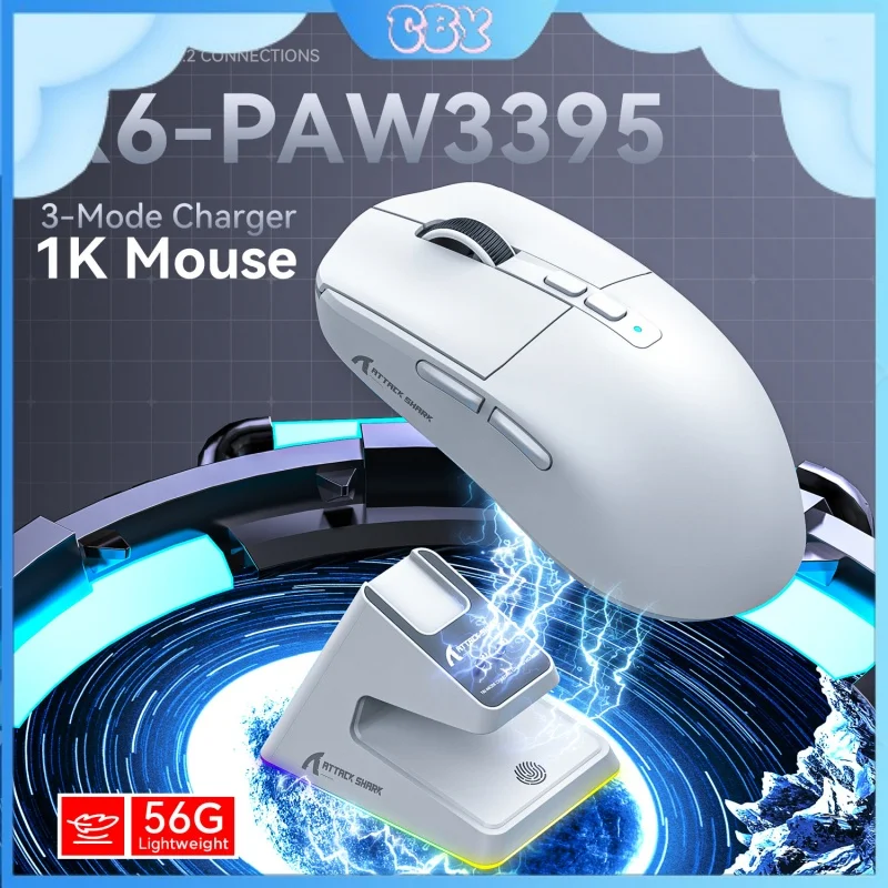 2024 New X6 Three-Mode Wireless Bluetooth Mouse Esports Game Charging Rgb Base Desktop Laptop Office General Accessories