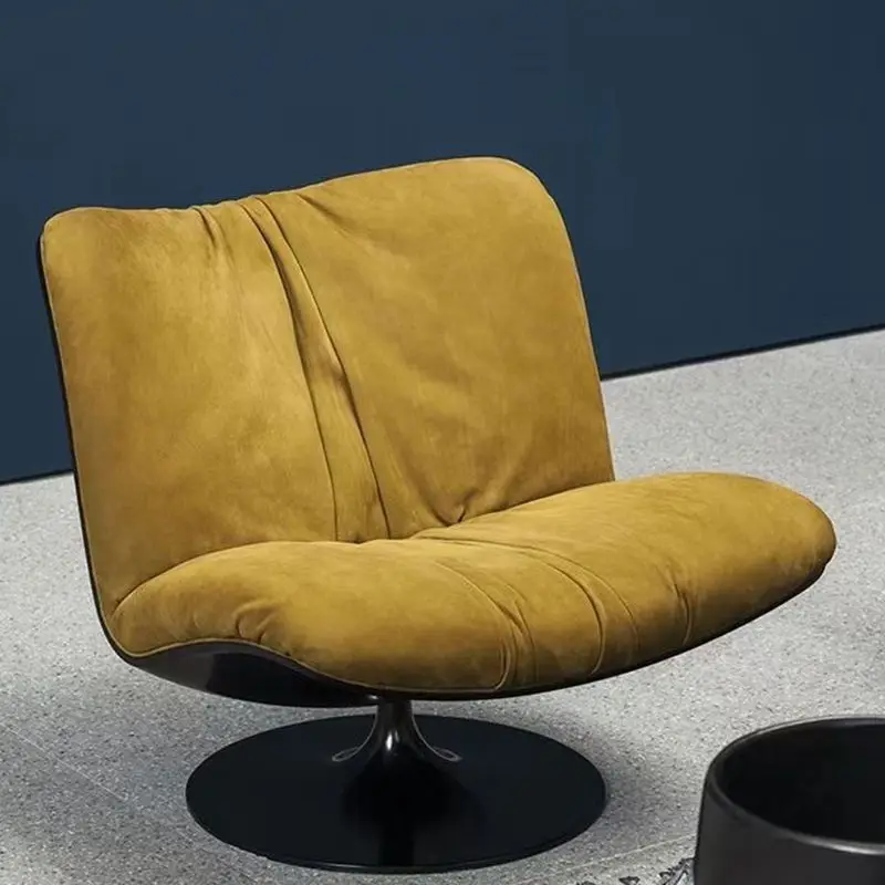 

Italian designer sofa chair simple modern rotatable single chair leisure bedroom leather chair matte cloth