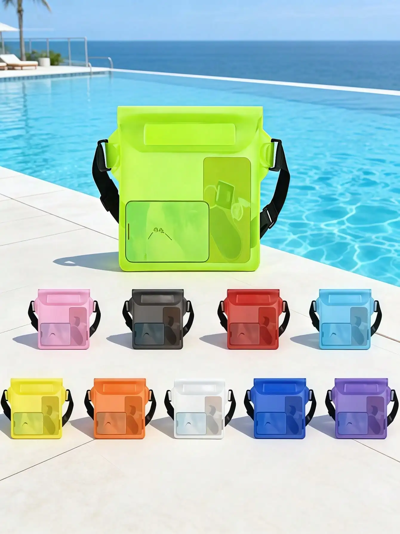 

4pcs of waterproof swimming bags, sealed floating diving waist bags, waterproof phone cases, dry shoulder bags.