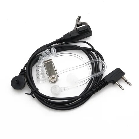 2 Pin PTT MIC Walkie talkie Headset Covert Acoustic Tube In-ear Earpiece For Kenwood Baofeng UV-5R BF-888S CB Radio Accessories