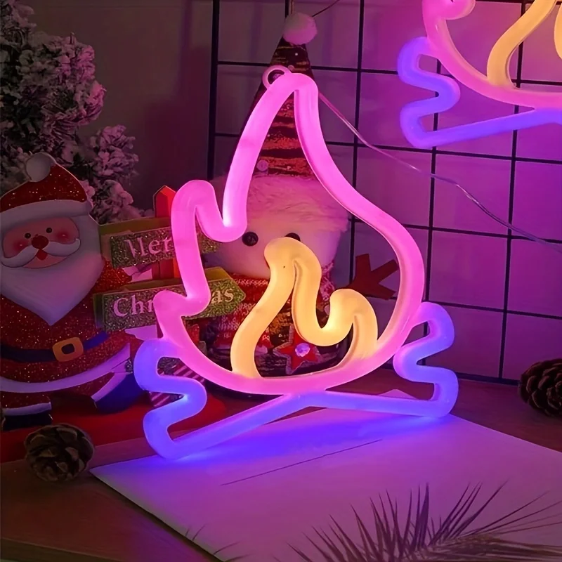 LED 네온 불꽃 벽 램프 USB 배터리 전원 공급 장치는 가족 침실 파티 웨딩 장식 조명에 적합합니다.