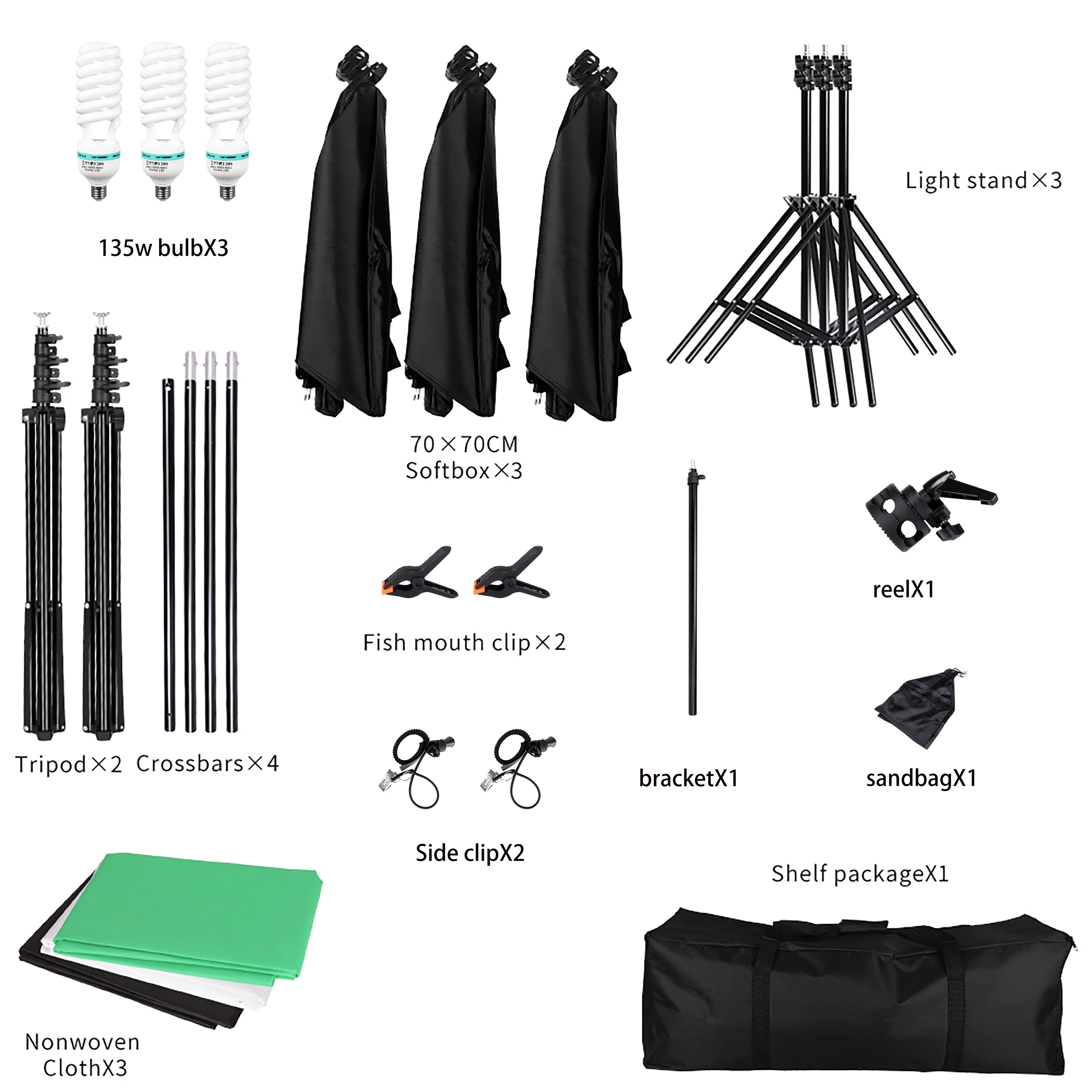 การถ่ายภาพชุด,2.6x3M การถ่ายภาพพื้นหลังกรอบการถ่ายภาพพื้นหลังผ้า 135 วัตต์หลอดไฟ softbox light fram