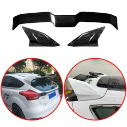 3 PCS For Ford Focus RS ST 2012 2013 2014 2015 2016 2017 2018 Spoiler Rear Window Roof Wing By Glossy Black Carbon FIber Look