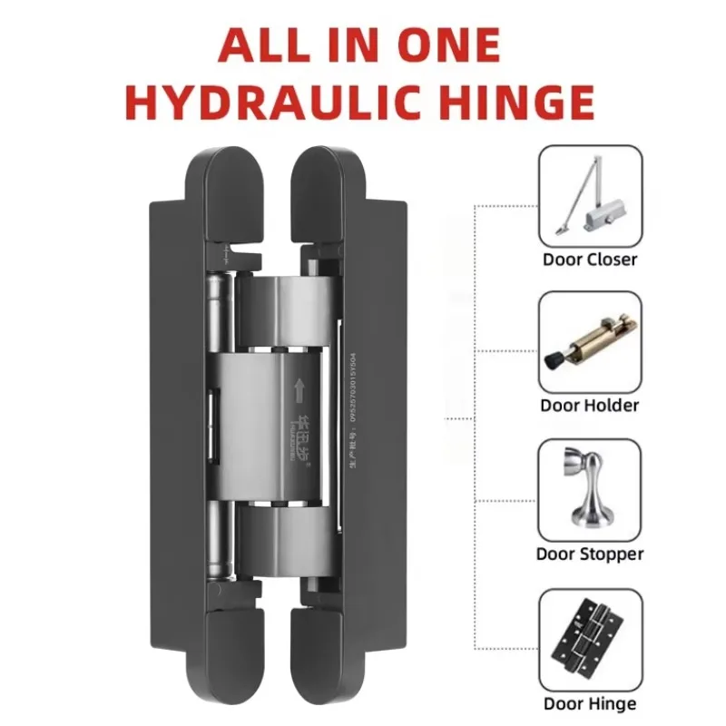Modern Design Adjustable Aluminum 40 KG Auto Hydraulic Soft Wood Door Hidden Hinge Heavy-Duty Grey Self-Closing Soft Closing