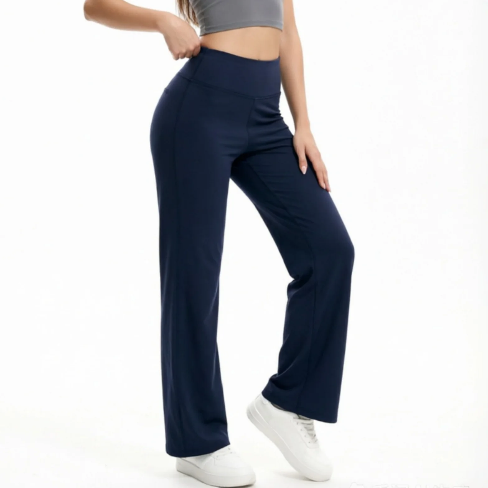 Women Color Block High Rise Flare Yoga Pants Tummy Control Butt Lifting Elastic Gym Workout Pants With Back Pockets