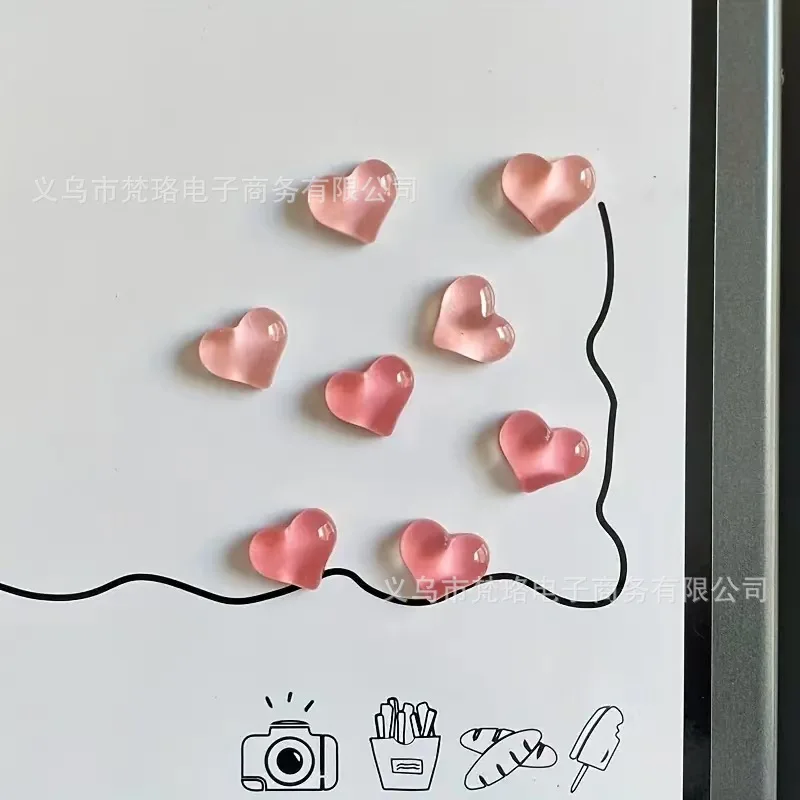 Transparent Heart Shaped Fridge Magnets 10pcs Simple Stylish Memo Board Stickers DIY Mini Home Fridge Decoration Accessories