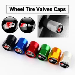 4PCS For AUDI S SLINE Emblem Tire Valve Dust Caps Stem Covers Alumiunum Car Wheel Tyre Air Valve Covers Auto Decor Accessories