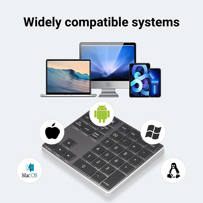 Clavier numérique Bluetooth sans fil, pavé numérique K35, USB C, aste pour IOS, Android, Windows, 2.4 mesurz