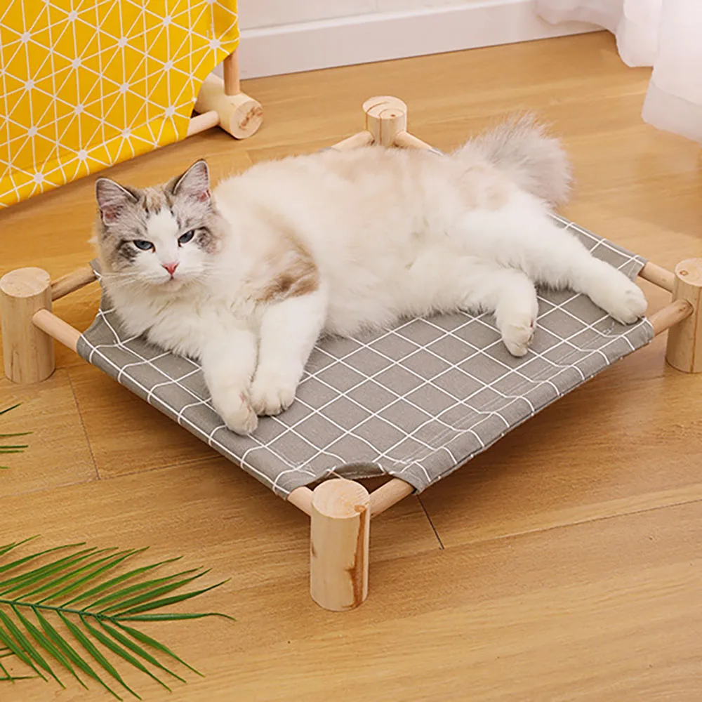 New 2024 Solid Wood Cat Bed Sleep Cat\'s Nest Foldaway Bed Kennel Outdoors Pets Lounge Chair Pet Bed Pet Supplies Indoor