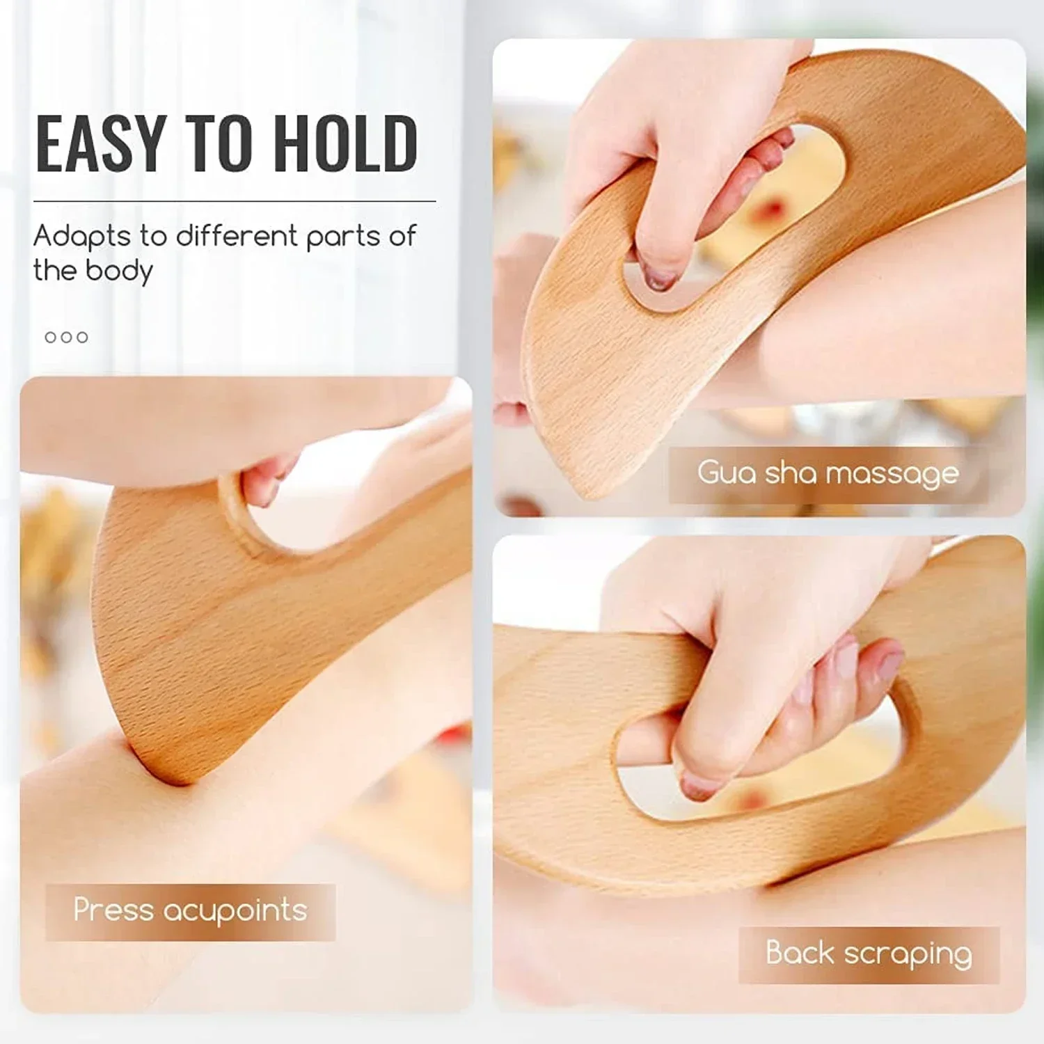 Body Gua Sha Tool Wooden Lymphatic Drainage Tool Guasha Massage Tools for Relieve Muscle Fatigue Anti Cellulite Massage Tool