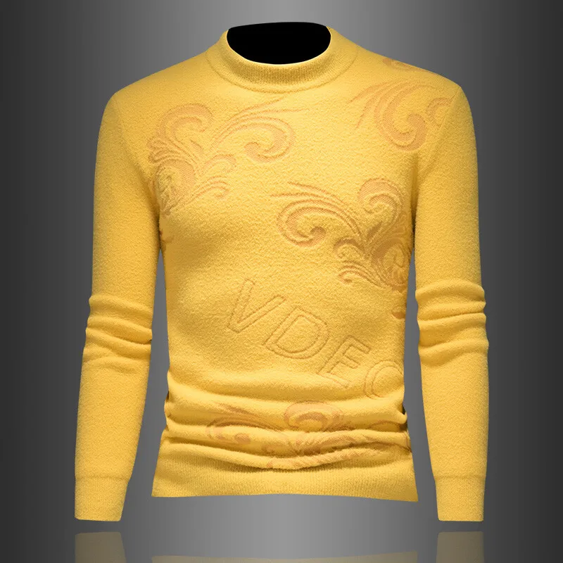 

Soft Woolen Knitted Sweater Men's Casual Thiened Hoodie Winter Faionable Warm Long Sve round Ne Pullover Knitwear