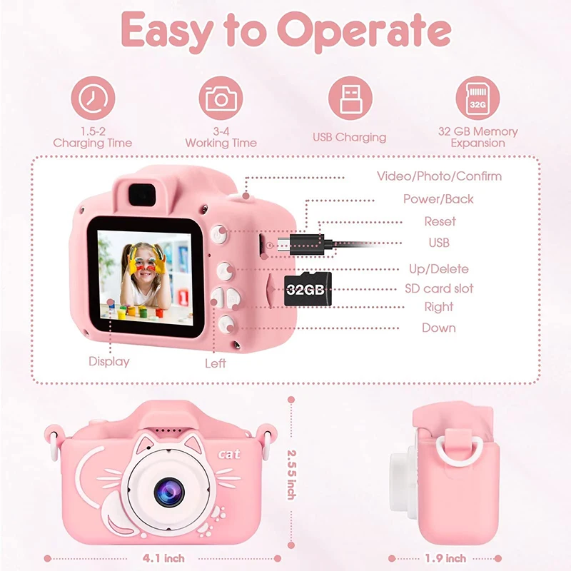 Baby camera Kids Camera Toys 2 inch Screen HD Cartoon Kids Digital Camera Mini SLR Camera Cute Toy For Children Birthday Christm