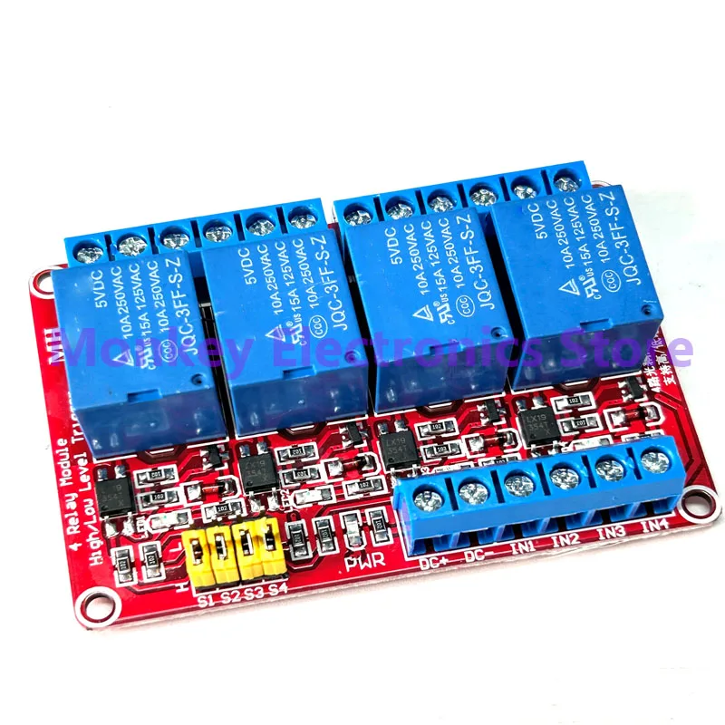 Relay Module 4-way 5V Optocoupler Isolated High/Low Level Trigger MCU Red Board