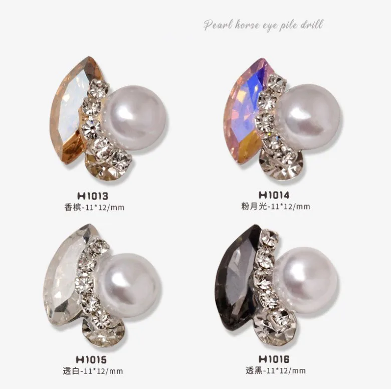 3PCS/Pearl chain Zircon Nail Charms Elegant Shapes Rhinestones Decoration With Crystals Gem Nail Supply