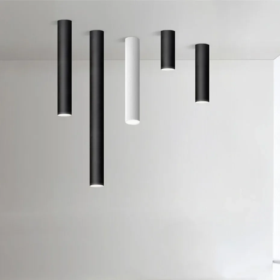 

Long Tube Led Downlight Surface Mounted Spot Led Modern Ceiling Lamp Black White Golden Aluminum Indoor Lighting