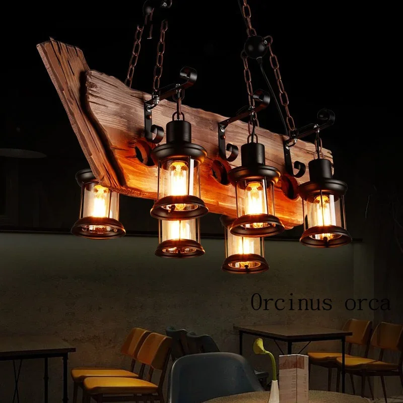 

One industrial wind bar creative personality retro Restaurant clothing store wood lamps