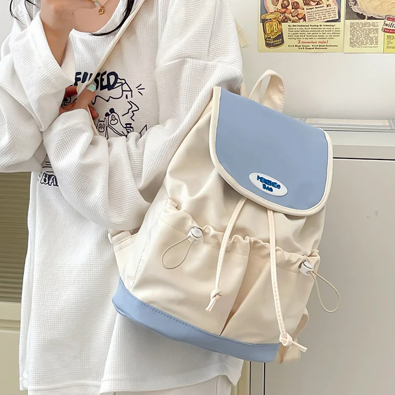 2026 new fashionable color blocking versatile backpack for students, fresh, sweet, large capacity, lightweight storage backpack