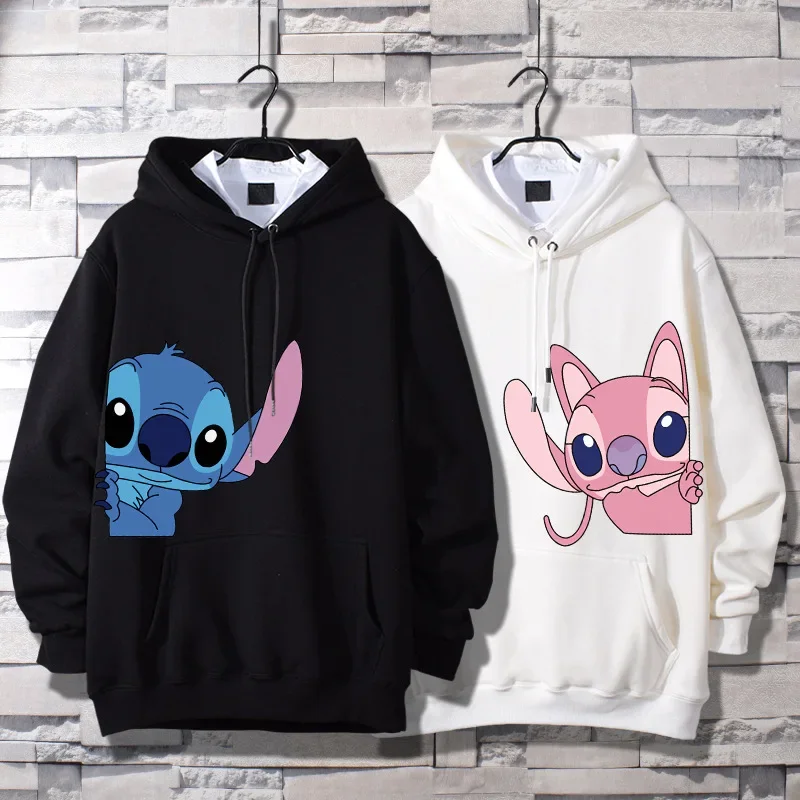 2024 New Fashion Stitch Disney Couple Loose Hooded Sweater Winter Kawaii Fall 2023 Women Anime Hoodie