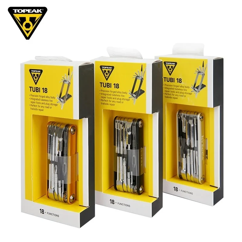 Topeak 18 in 1 Bicycle Maintenance Tool Kit TUB-18 Road Bike Tubeless Tire Repair Tools MTB Repairing Torx Wrench Hex Allen Set
