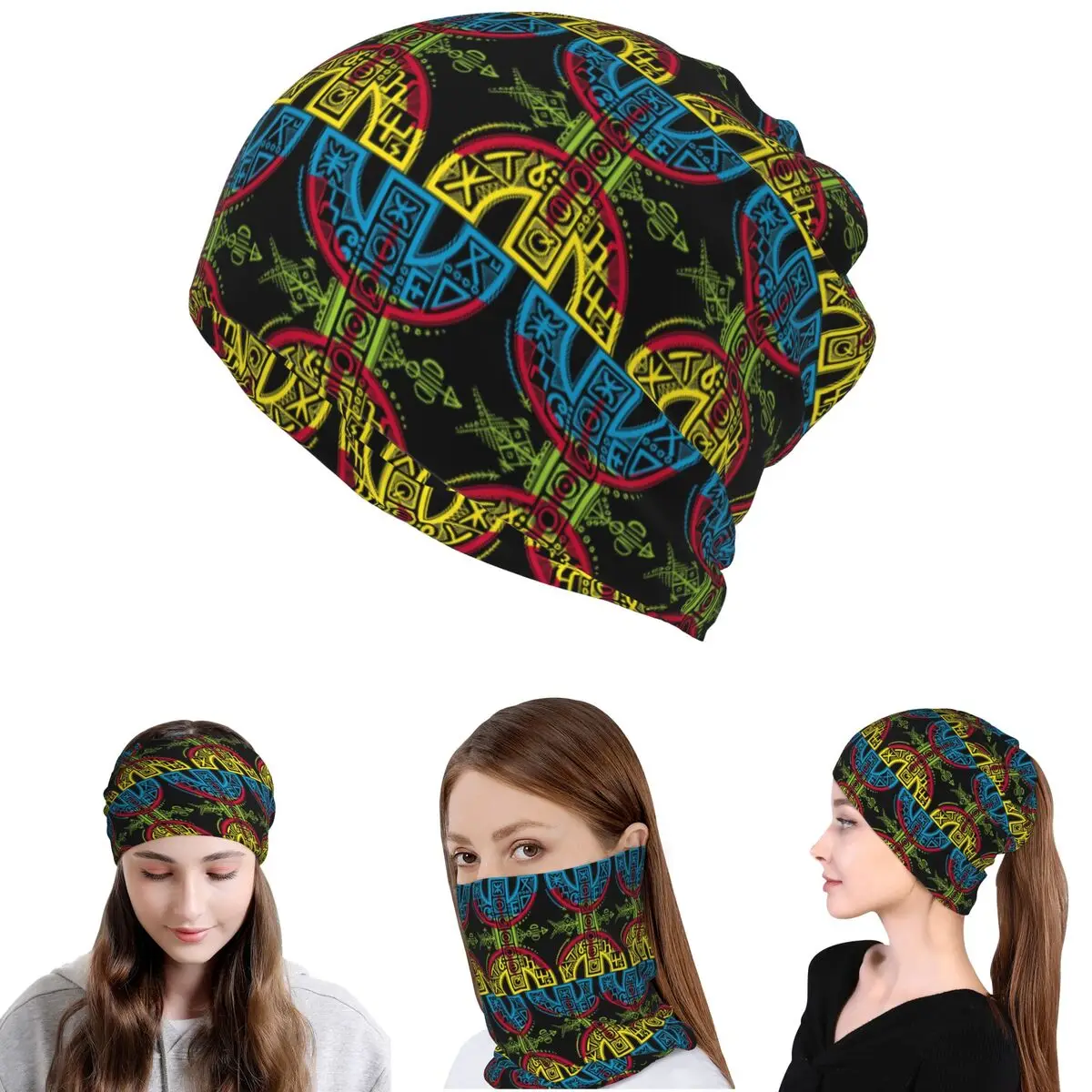 

Kabyle Jewelry Amazigh Morocco Bandana Neck Gaiter Wrap Scarf Multi-use Headwear Beanies Hat for Men Women Adult Breathable