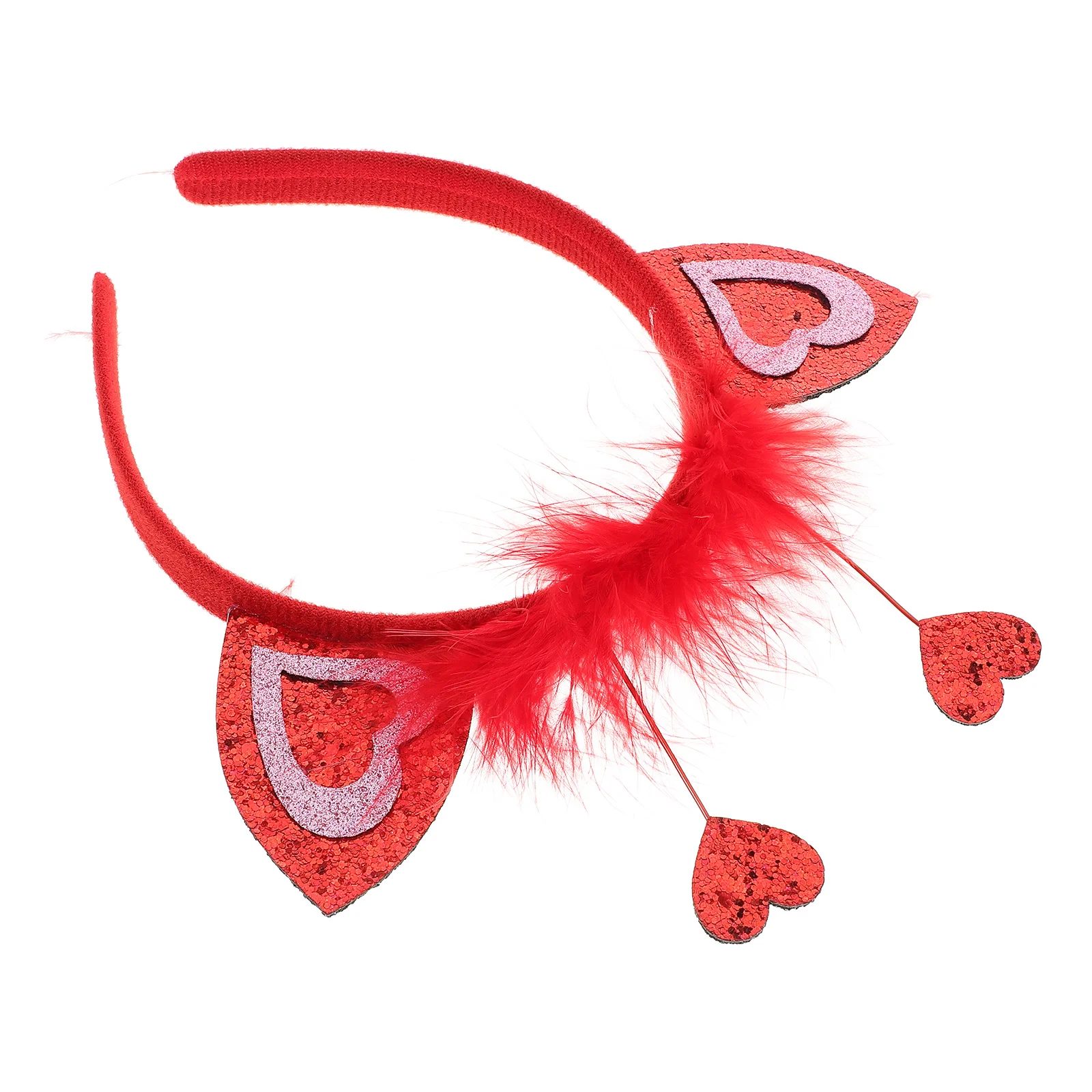 

Heart Headband Glitter Red Sequin Hair Hoop Wedding Party Accessory Valentines Day Costume Bopper Bridal