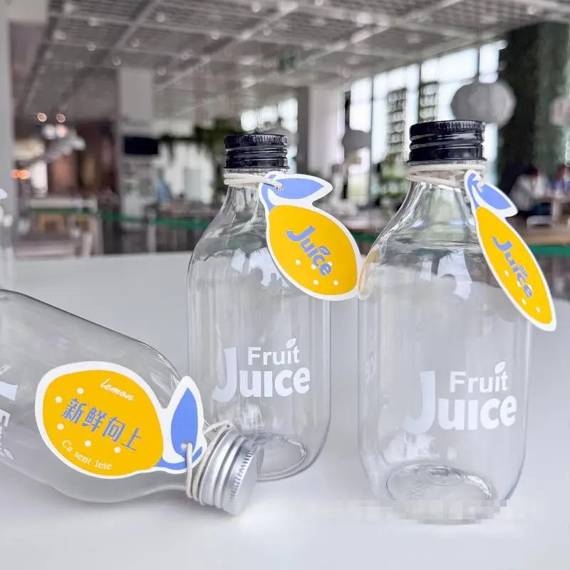 【BA】Plastic Juice Bottles With Caps Long-Lasting Spill-Proof Clear Milk And More Easy Cleaning Refilling Portable Water Bottle