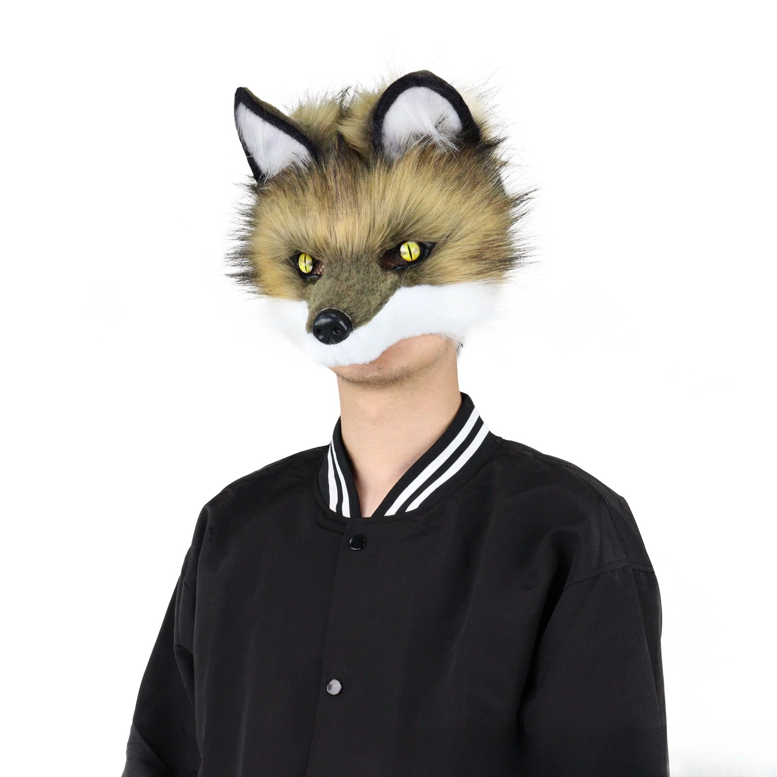 

Finished product in stock plush canine mask wolf head half face mask single head cosplay costume can be worn