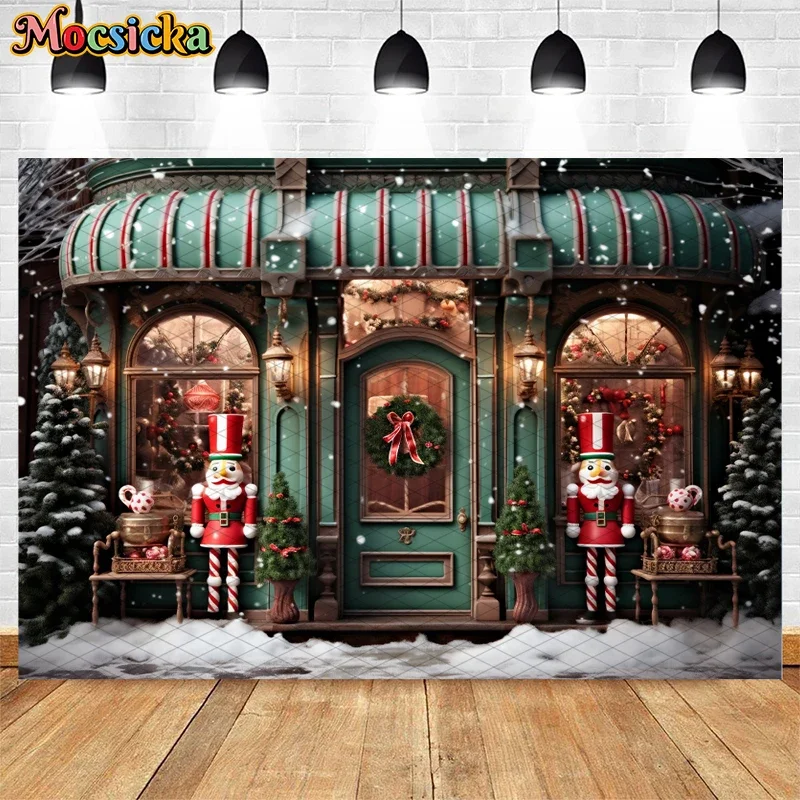 Mocsicka Christmas Toy Store Backdrop Kids Portrait Photography Props Adult Children Xmas Snow Candy House Background Studio