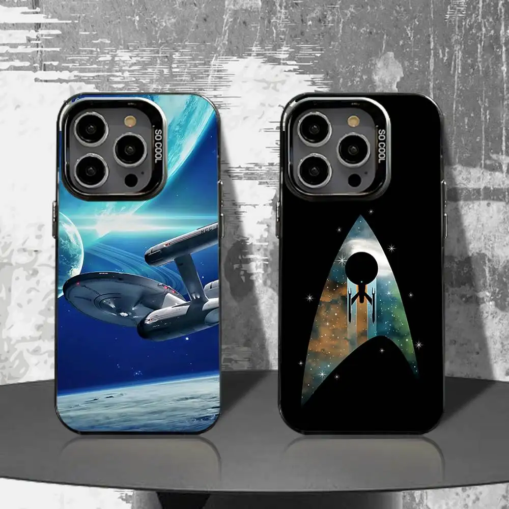 

S-Star T-Trek Ship Phone Case For iPhone 16,15,14,13,12,11,Pro,XS,Max,Plus,Mini,SE4,E Black Matte Shockproof Cover
