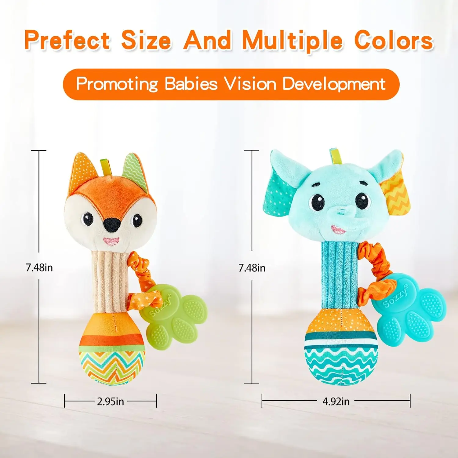 Sonagli per bambini Morbida presa a mano Shaker sensoriale Giocattoli per la dentizione per neonatiGiocattoli animali di peluche sensoriali per 0 12 mesi Giocattoli per neonati Regali