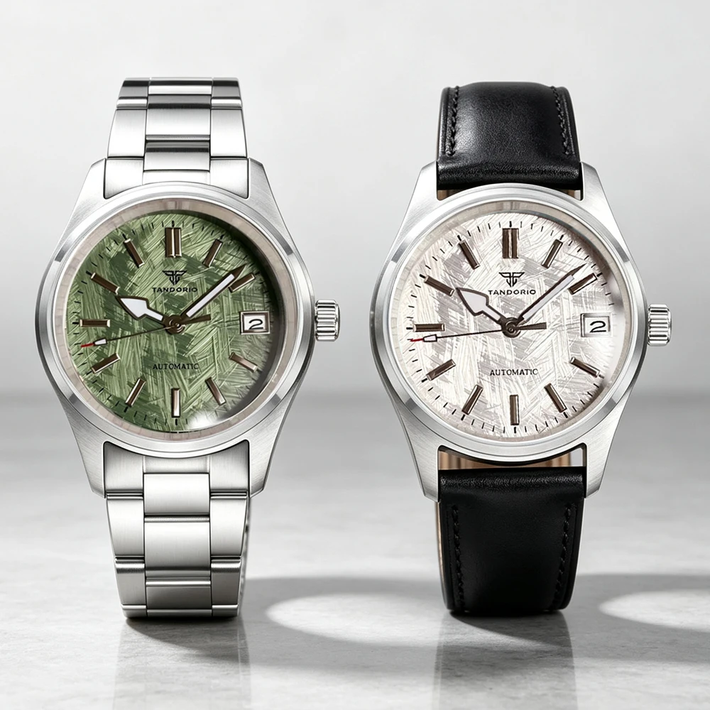 TANDORIO 36mm Meteorite‑Pattern Dial Watch Men Japan NH35A Miyota 8215 Automatic Movement Sapphire 200M Waterproof Pilot Watches