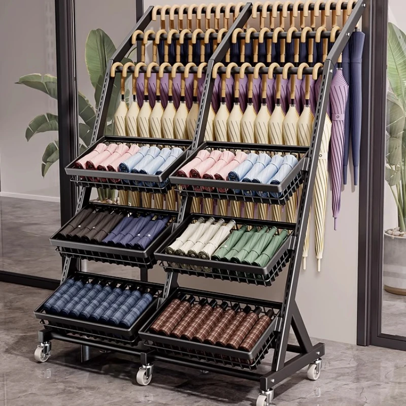 

Стеллаж для хранения зонтов, стеллаж для хранения вестибюля отеля, мобильная железная стойка для зонтов, многослойные полки для тележек в супермаркете