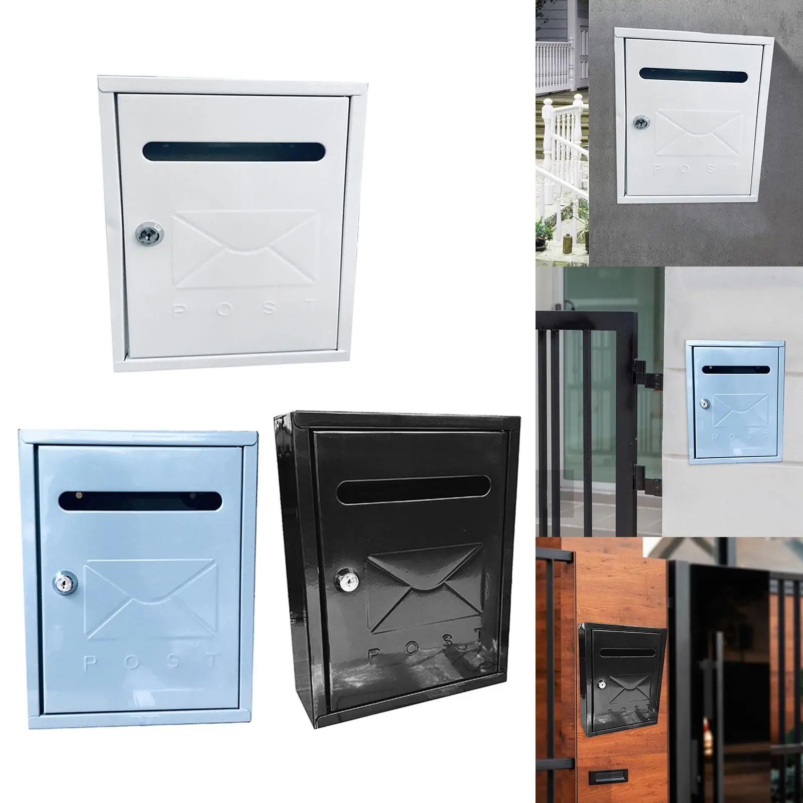 

Outside Wall Mount Mailbox with Key Lock Rust Resistant for Newspapers