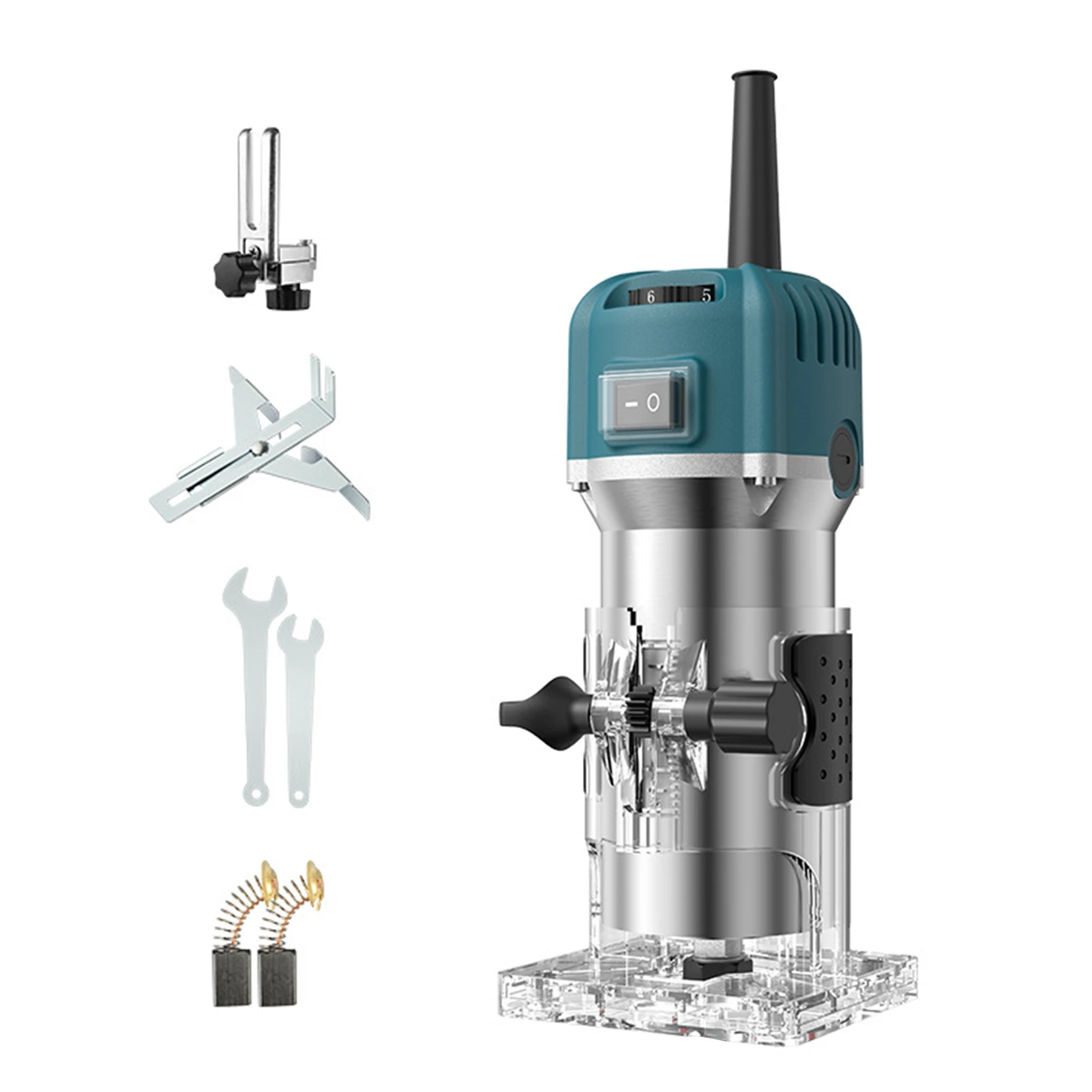 Compact Wood Router Tool 800W 220V Handheld Palm Router 33000RPM 6Variable Speeds Electric Trimmer Wood Router Hand Trimmer Tool