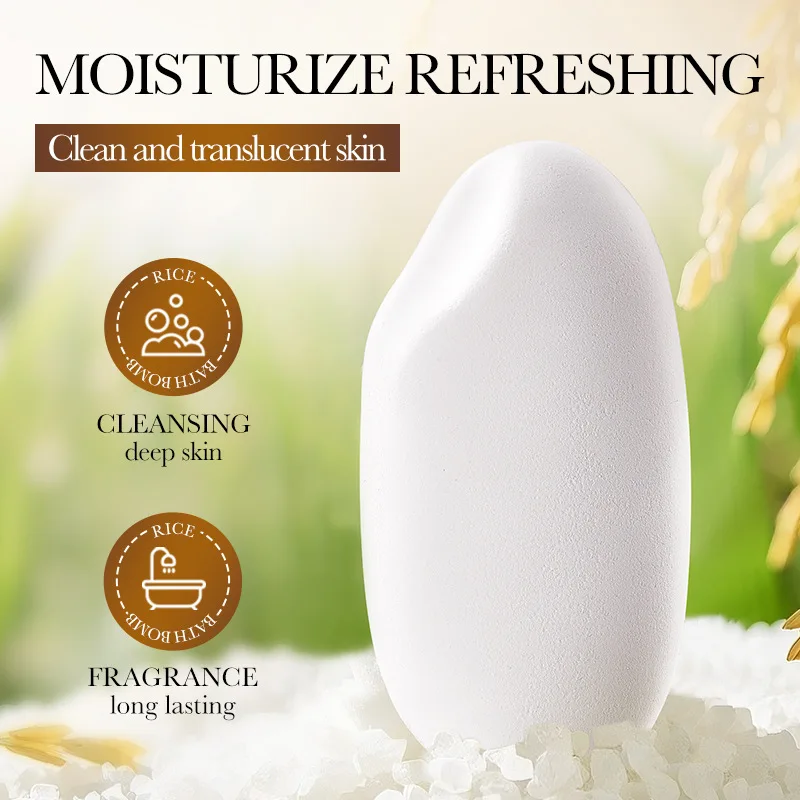 Rice Soap Cleansing Fragrance Bath Salt Balls Remove Odors Cleans Oils Exfoliates Deep Care Handmade Soap