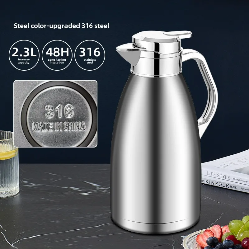 

304 Stainless Steel Insulated Water Bottle - Large Capacity Roman Style Hot Water Kettle with Duckbill Spout