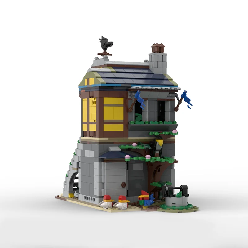 1051 قطعة MOC تاجر القرون الوسطى S منزل وحدات نموذج اللبنات العمارة لتقوم بها بنفسك الطوب الاطفال هدايا عيد الميلاد لعبة عيد الميلاد #3