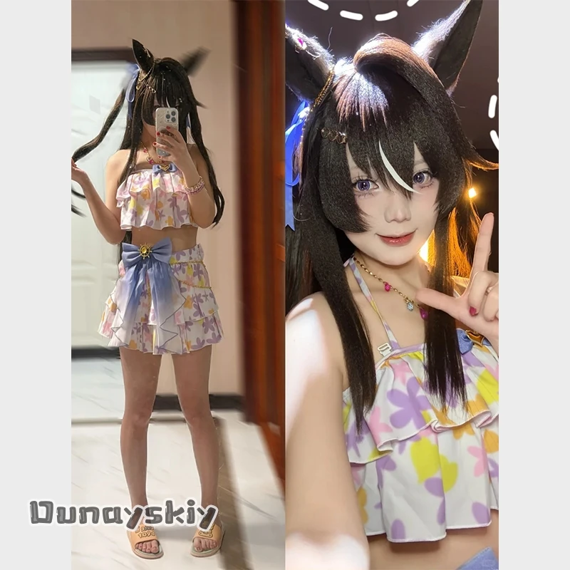 SUGOI COS*/anime Umamusuumme Pretty game Derby cosplay Vivlos Swimsuit bikini furry furrsuit earwear tail wigs set Halloween