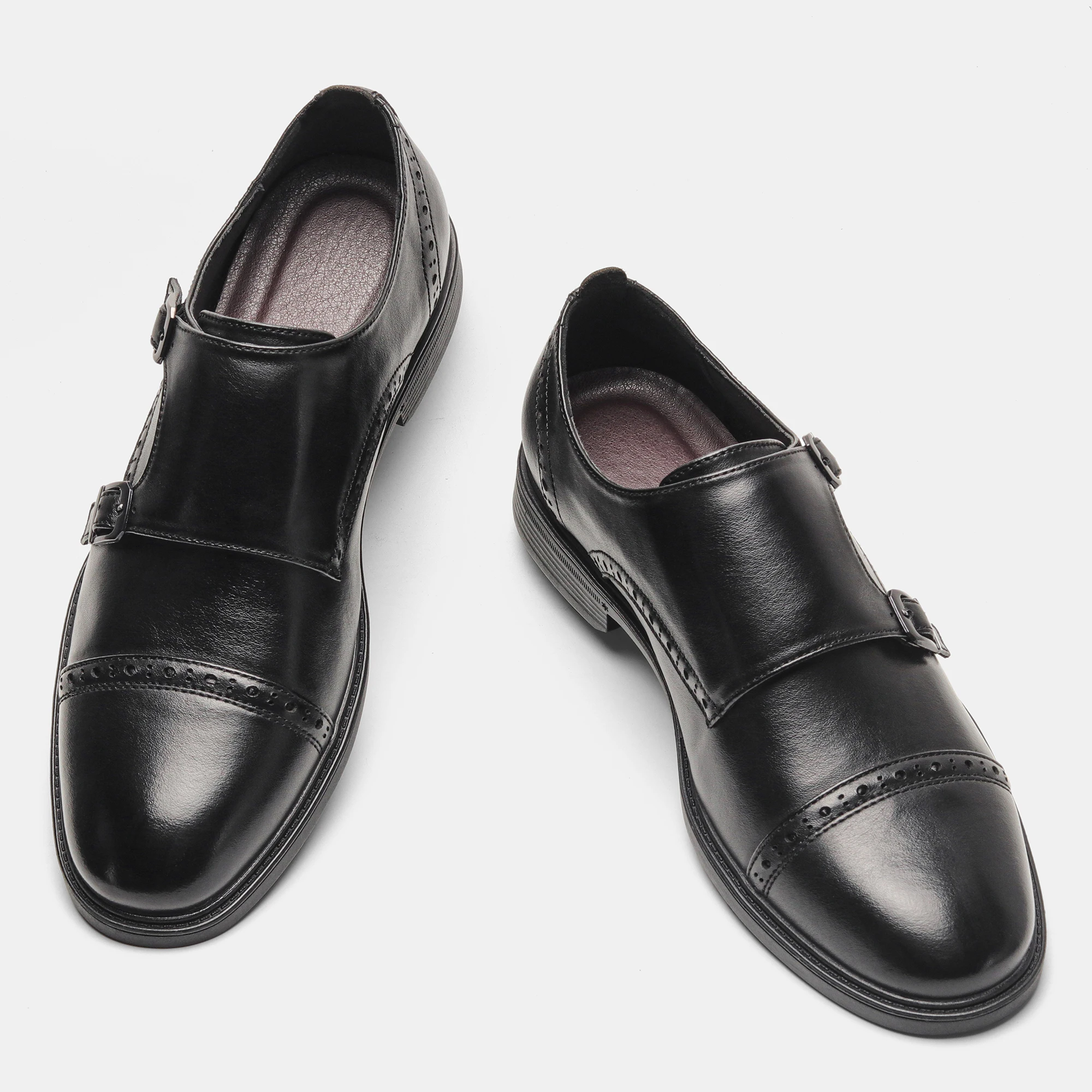 Men's Dress Shoes Genuine Split Cow Leather Brogue Trim Shoes For Man Business Man Shoes Clean Formal Profile