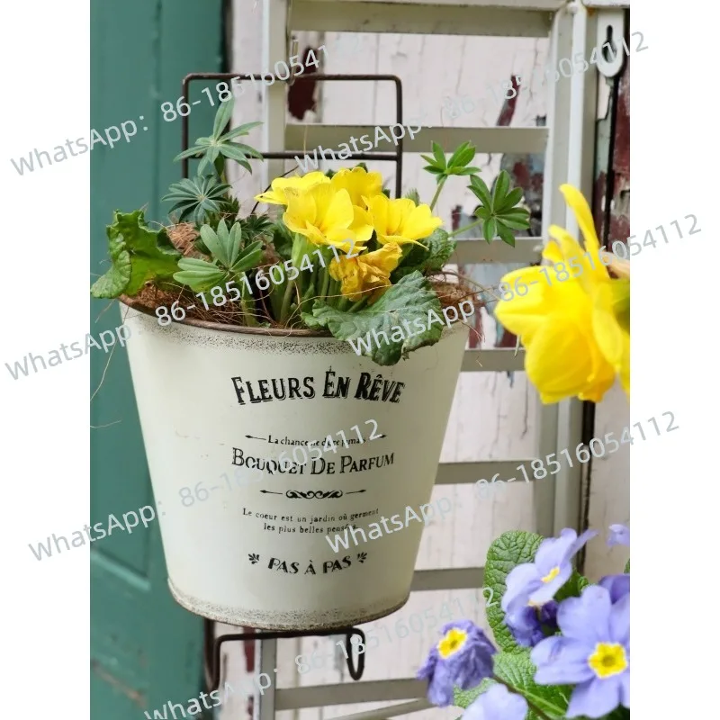 

Small Hanging Pot Tin Flower Pot Gardening Groceries Balcony Oval Wall Hanging Flower Pot