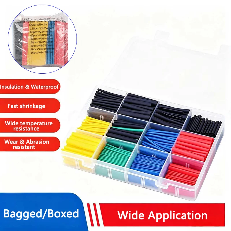 Multi-Color Heat Shrink Tubing Set 2:1 Shrink Ratio Waterproof Insulation Tube for Charging Cable Repair & Electrical Wiring